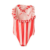 Strawberry Banana Backless Striped Swimsuit