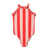 Strawberry Banana Backless Striped Swimsuit