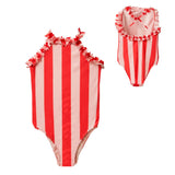 Strawberry Banana Backless Striped Swimsuit