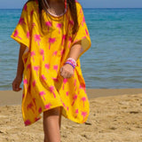 Short Pink Palms Kaftan