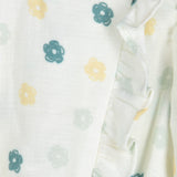 Mia Muslin Flower Blouse - Cream/Green Lilly