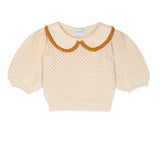 Carola Collared Openwork Sweater - Cream/Caramel
