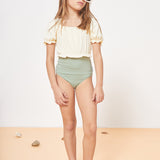 Elisa Block Color Swimsuit - Ecru/Green