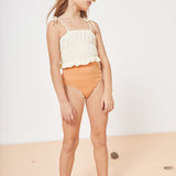 Julieta Block Color Swimsuit - Ecru/Peach