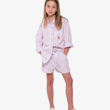 Poplin Cotton Stripe Short - Pink