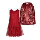 Poinsettia Tulle Fairy Dress W/Sequin Cape Kid